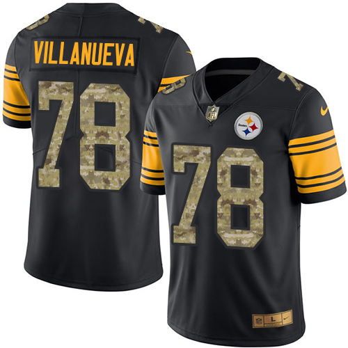 Men's Nike Pittsburgh Steelers #78 Alejandro Villanueva Limited Black/Camo Rush Vapor Untouchable NFL Jersey