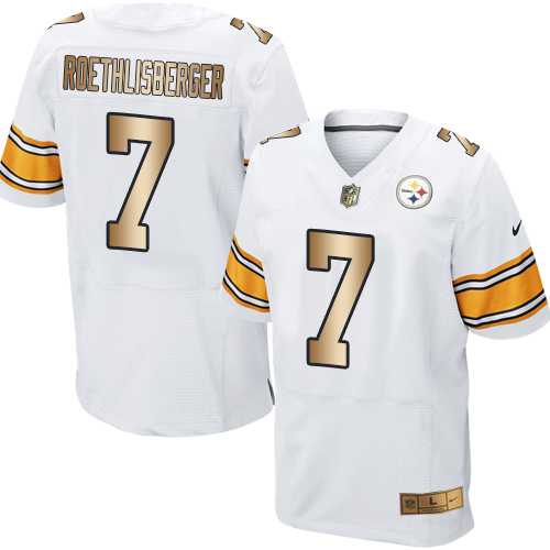 Men's Nike Pittsburgh Steelers #7 Ben Roethlisberger Elite White/Gold NFL Jersey