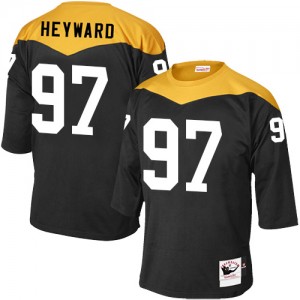 Men's Mitchell and Ness Pittsburgh Steelers #97 Cameron Heyward Elite Black 1967 Home Throwback NFL Jersey