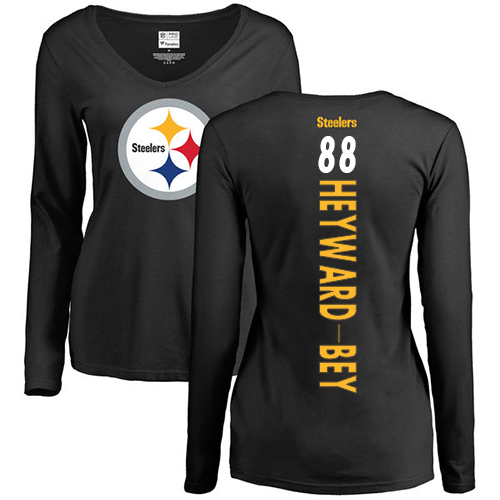 NFL Women's Nike Pittsburgh Steelers #88 Darrius Heyward-Bey Black Backer Slim Fit Long Sleeve T-Shirt