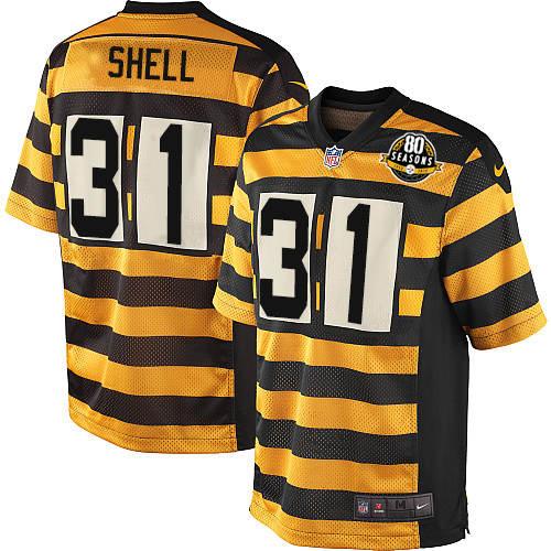Men's Nike Pittsburgh Steelers #31 Donnie Shell Limited Yellow/Black Alternate 80TH Anniversary Throwback NFL Jersey