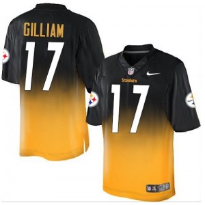 Men's Nike Pittsburgh Steelers #17 Joe Gilliam Elite Black/Gold Fadeaway NFL Jersey