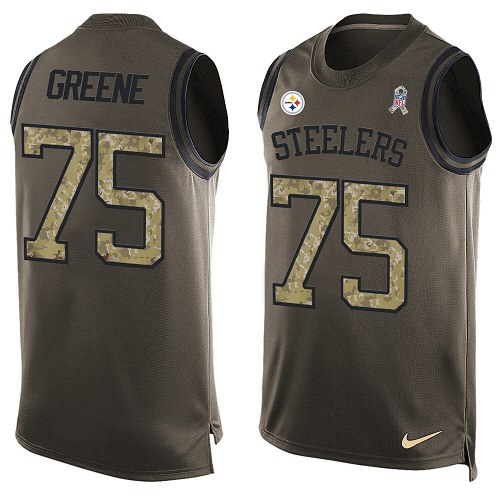 Men's Nike Pittsburgh Steelers #75 Joe Greene Limited Green Salute to Service Tank Top NFL Jersey