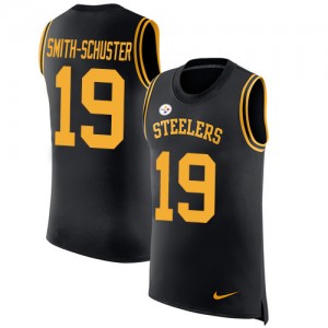 Men's Nike Pittsburgh Steelers #19 JuJu Smith-Schuster Black Rush Player Name & Number Tank Top NFL Jersey