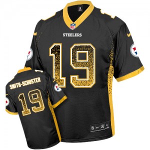 Men's Nike Pittsburgh Steelers #19 JuJu Smith-Schuster Elite Black Drift Fashion NFL Jersey