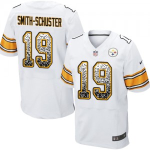 Men's Nike Pittsburgh Steelers #19 JuJu Smith-Schuster Elite White Road Drift Fashion NFL Jersey