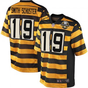 Men's Nike Pittsburgh Steelers #19 JuJu Smith-Schuster Elite Yellow/Black Alternate 80TH Anniversary Throwback NFL Jersey