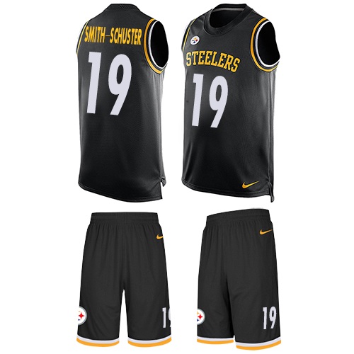 Men's Nike Pittsburgh Steelers #19 JuJu Smith-Schuster Limited Black Tank Top Suit NFL Jersey