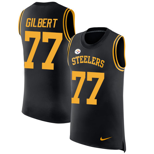 Men's Nike Pittsburgh Steelers #77 Marcus Gilbert Black Rush Player Name & Number Tank Top NFL Jersey