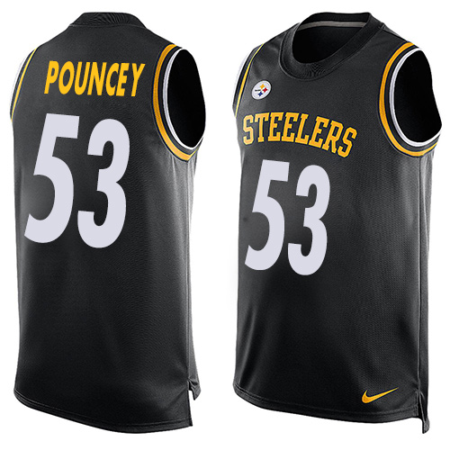 Men's Nike Pittsburgh Steelers #53 Maurkice Pouncey Limited Black Player Name & Number Tank Top NFL Jersey
