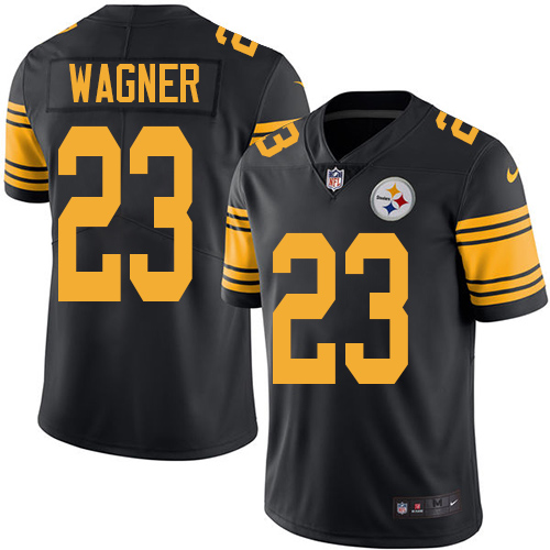 Men's Nike Pittsburgh Steelers #23 Mike Wagner Limited Black Rush Vapor Untouchable NFL Jersey
