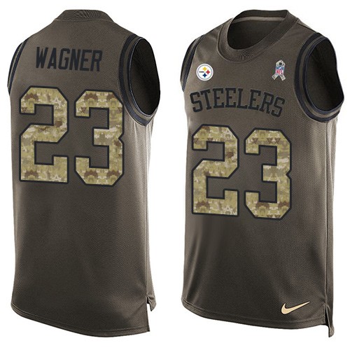 Men's Nike Pittsburgh Steelers #23 Mike Wagner Limited Green Salute to Service Tank Top NFL Jersey