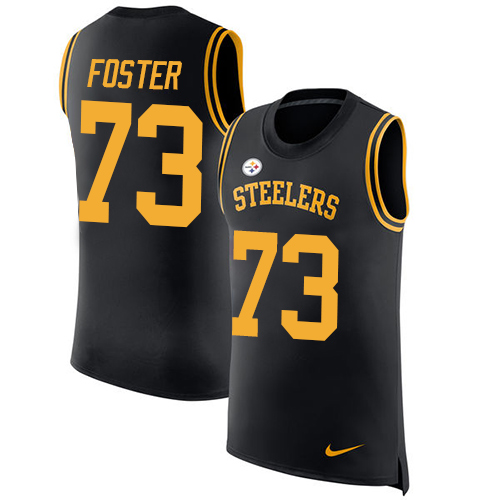 Men's Nike Pittsburgh Steelers #73 Ramon Foster Black Rush Player Name & Number Tank Top NFL Jersey