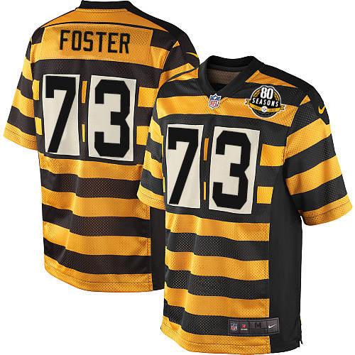 Men's Nike Pittsburgh Steelers #73 Ramon Foster Elite Yellow/Black Alternate 80TH Anniversary Throwback NFL Jersey