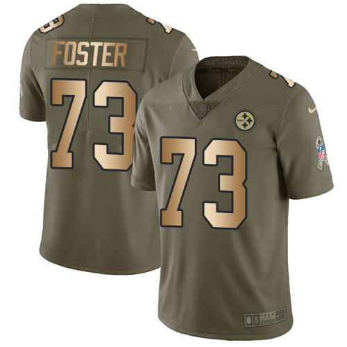 Men's Nike Pittsburgh Steelers #73 Ramon Foster Limited Olive/Gold 2017 Salute to Service NFL Jersey