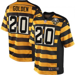 Men's Nike Pittsburgh Steelers #20 Robert Golden Game Yellow/Black Alternate 80TH Anniversary Throwback NFL Jersey