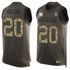 Men's Nike Pittsburgh Steelers #20 Robert Golden Limited Green Salute to Service Tank Top NFL Jersey