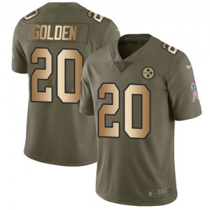 Men's Nike Pittsburgh Steelers #20 Robert Golden Limited Olive/Gold 2017 Salute to Service NFL Jersey