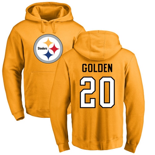 NFL Nike Pittsburgh Steelers #20 Robert Golden Gold Name & Number Logo Pullover Hoodie