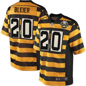 Men's Nike Pittsburgh Steelers #20 Rocky Bleier Elite Yellow/Black Alternate 80TH Anniversary Throwback NFL Jersey