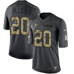 Men's Nike Pittsburgh Steelers #20 Rocky Bleier Limited Black 2016 Salute to Service NFL Jersey