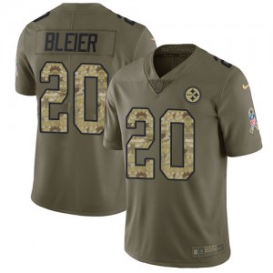 Men's Nike Pittsburgh Steelers #20 Rocky Bleier Limited Olive/Camo 2017 Salute to Service NFL Jersey