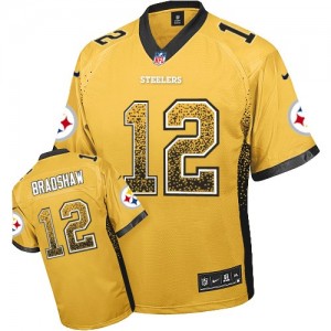 Men's Nike Pittsburgh Steelers #12 Terry Bradshaw Elite Gold Drift Fashion NFL Jersey