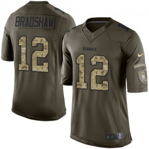 Men's Nike Pittsburgh Steelers #12 Terry Bradshaw Elite Green Salute to Service NFL Jersey