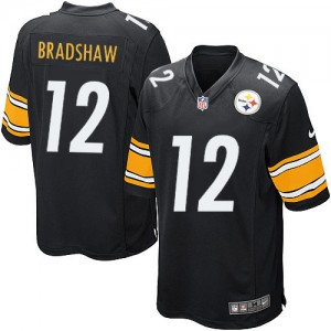 Men's Nike Pittsburgh Steelers #12 Terry Bradshaw Game Black Team Color NFL Jersey