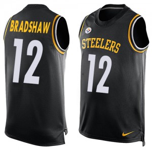 Men's Nike Pittsburgh Steelers #12 Terry Bradshaw Limited Black Player Name & Number Tank Top NFL Jersey