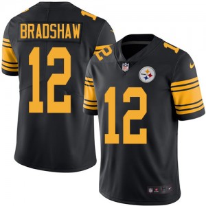 Men's Nike Pittsburgh Steelers #12 Terry Bradshaw Limited Black Rush Vapor Untouchable NFL Jersey
