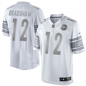 Men's Nike Pittsburgh Steelers #12 Terry Bradshaw Limited White Platinum NFL Jersey