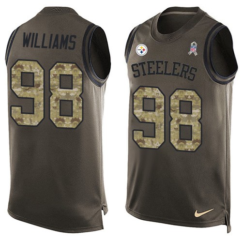 Men's Nike Pittsburgh Steelers #98 Vince Williams Limited Green Salute to Service Tank Top NFL Jersey