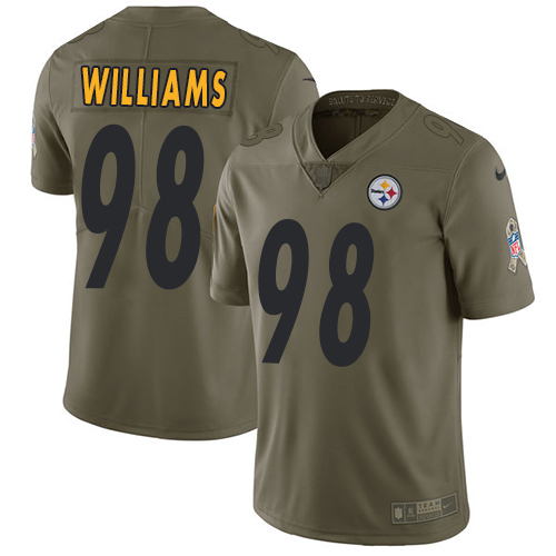Men's Nike Pittsburgh Steelers #98 Vince Williams Limited Olive 2017 Salute to Service NFL Jersey