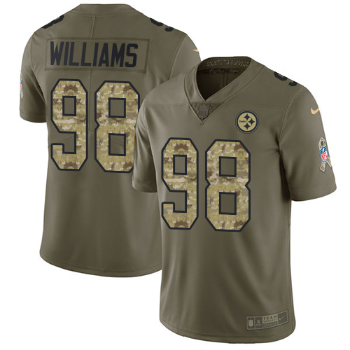 Men's Nike Pittsburgh Steelers #98 Vince Williams Limited Olive/Camo 2017 Salute to Service NFL Jersey